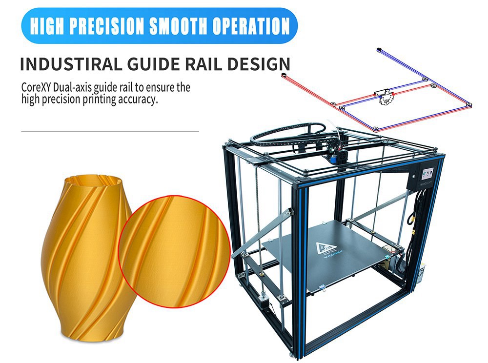 Tronxy 3D X5SA-500 Pro Upgraded FDM 3D Printer 500*500*600mm Linear Guide Titan Extruder CoreXY Ultra Silent Mainboard