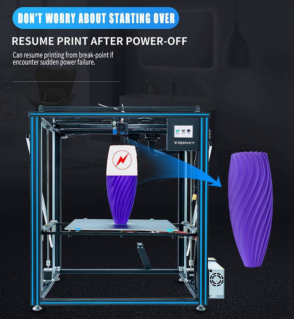 Tronxy 3D X5SA-500 Pro Upgraded FDM 3D Printer 500*500*600mm Linear Guide Titan Extruder CoreXY Ultra Silent Mainboard