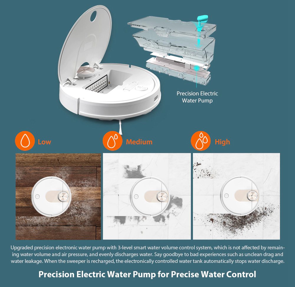 Aspirator robot Xiaomi VIOMI SE 2200Pa LDS Rezervor inteligent de control electric 2 în 1 Măturare Mărire Salvare 5 hărți 7 O întâlnire Fișă UE - Alb