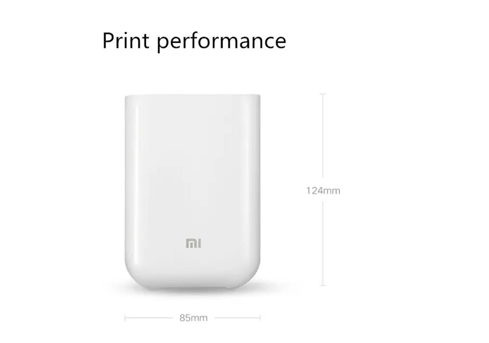 Xiaomi Pocket Photo Printer 3 Inch 300 DPI AR ZINK Non-ink Technology Portable Picture Printer APP Bluetooth Connection - White