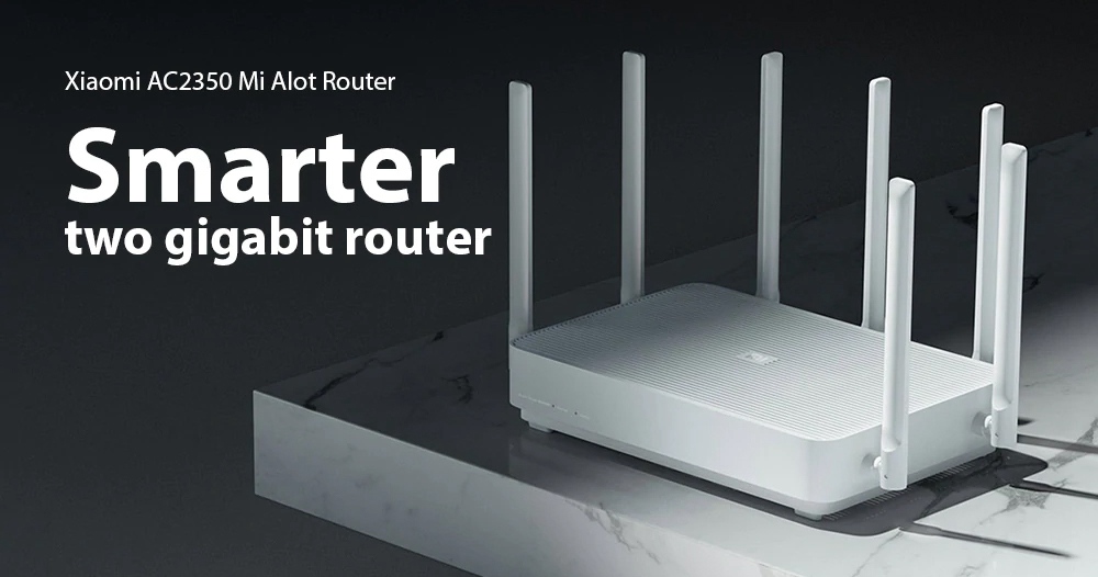Xiaomi AC2350 Mi Alot Wireless Router 2183Mbps High Gain 7 Antennas 128Mb IPv6 MU-MIMO ثنائي النطاق - أسود