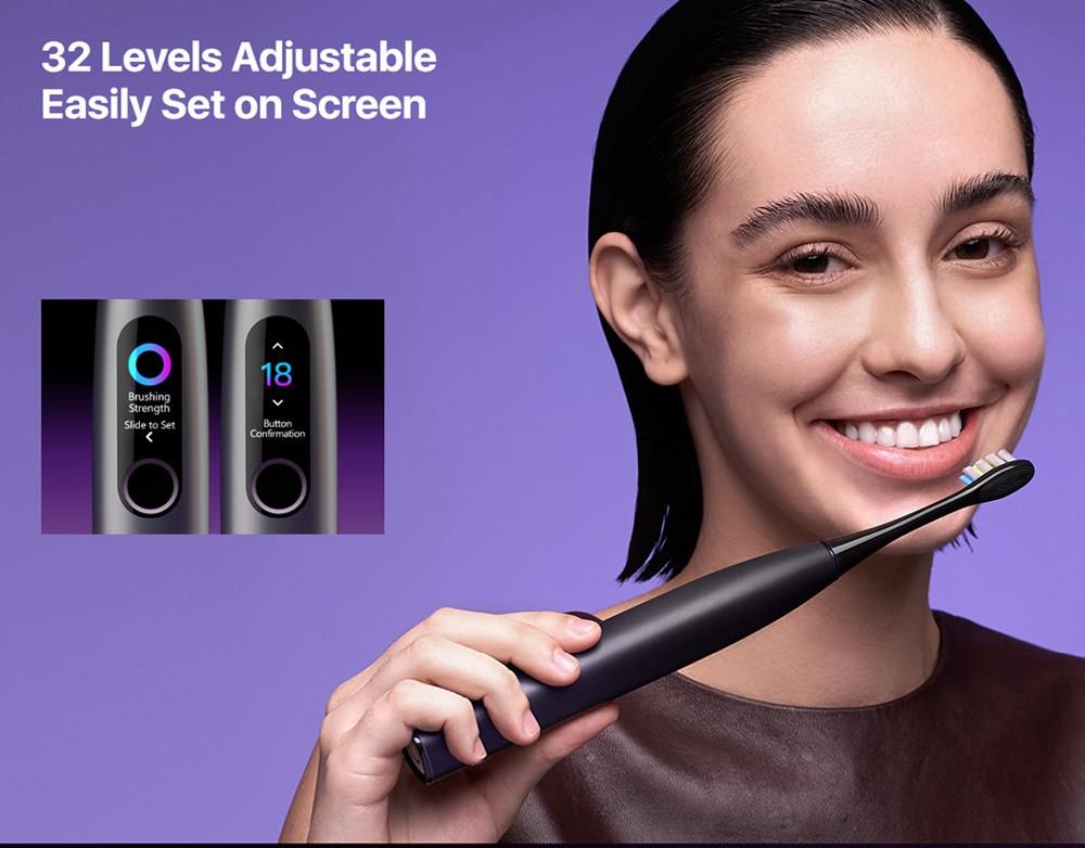 Xiaomi Oclean X Pro Global Version Smart Sonic Electric Adult Toothbrush IPX7 Waterproof Adjustable Strength Color Touch Screen USB Charging Holder 800mAh Lithium Battery APP Control - Purple