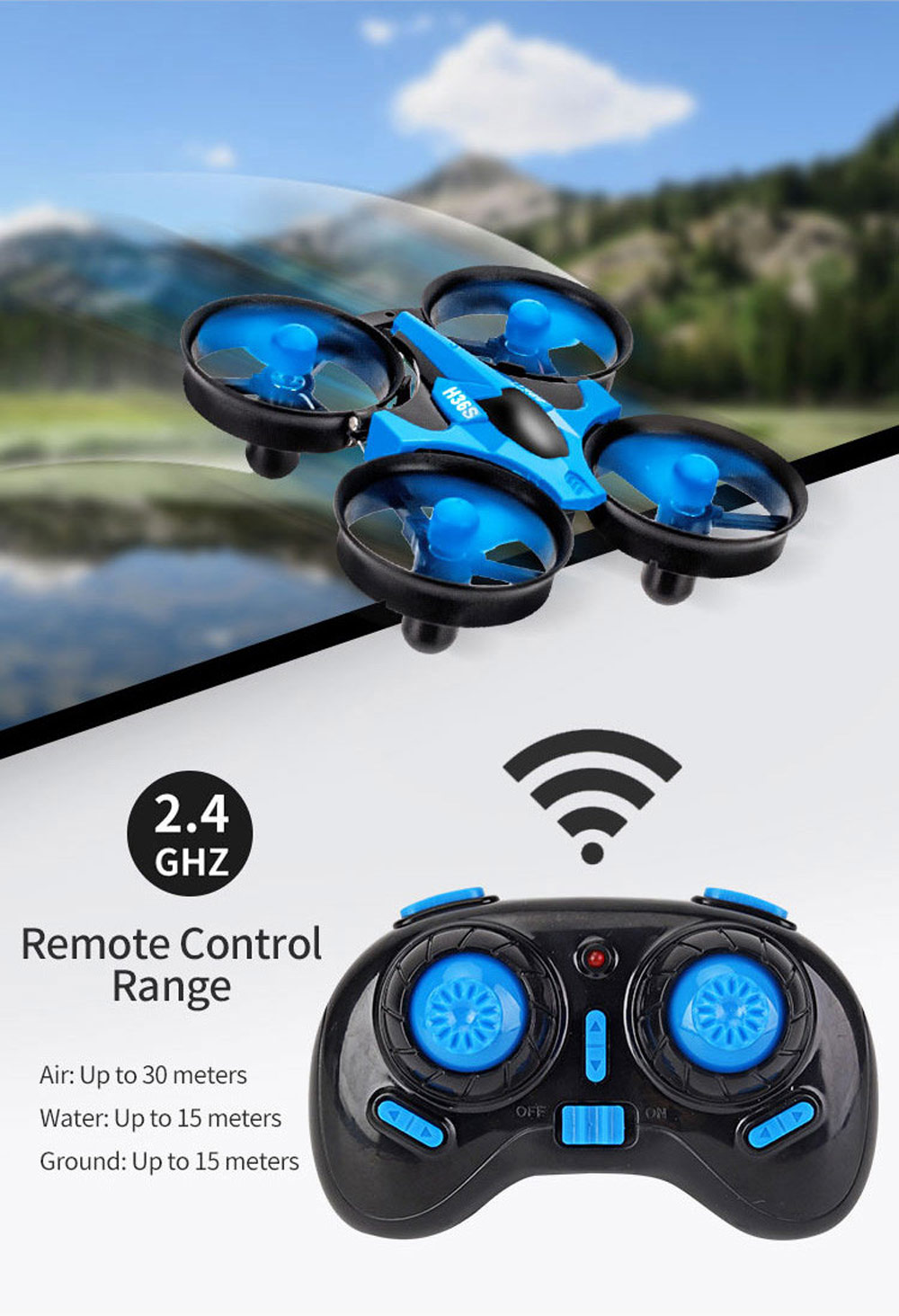 JJRC H36S 4 IN 1 Flying Drone Boat Flight Glider Hovercraft Ground Mode Detachable RC Quadcopter RTF - Two Batteries