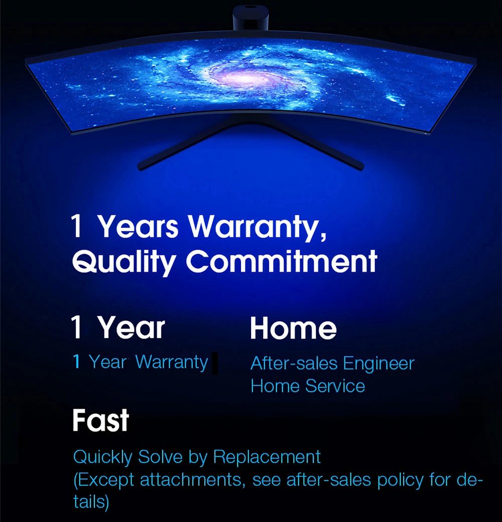 Original Xiaomi Curved Gaming Monitor 34 Inch 21:9 Bring Fish Screen 144Hz High Refresh Rate 1500R Curvature WQHD 3440*1440 Resolution 121% sRGB Wide Color Gamut Free-Sync Technology Display - Black