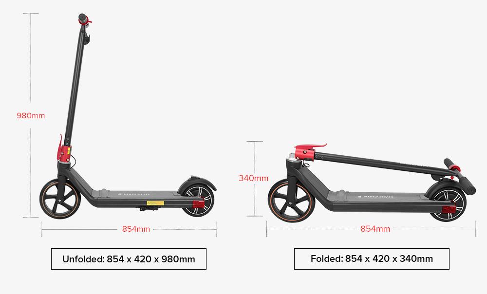 KUGOO KIRIN Mini 2 Folding Electric Scooter for Child 150W Brushless Motor Max 15 km/h 4AH Battery Front 8 Inch Rear 6.5 Inch Solid Tires 10~15km Max Range - Black