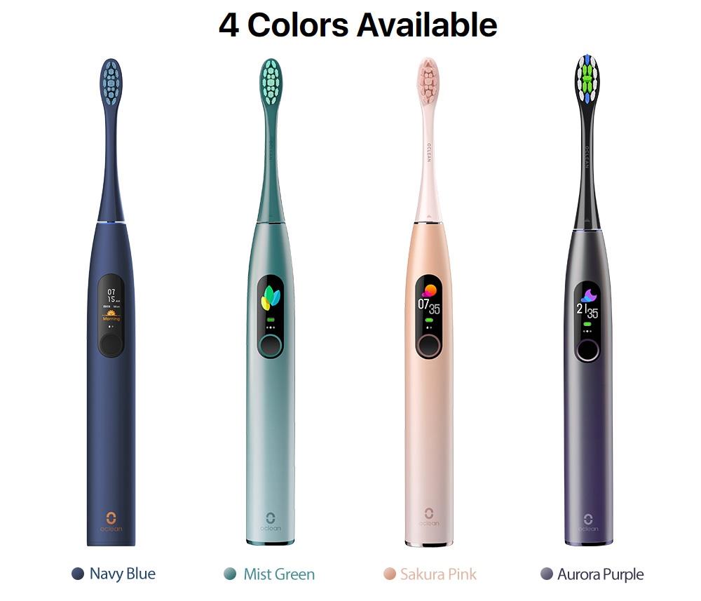 Xiaomi Oclean X Pro Global Version Smart Sonic Electric Adult Toothbrush IPX7 Waterproof Adjustable Strength Color Touch Screen USB Charging Holder 800mAh Lithium Battery APP Control - Green