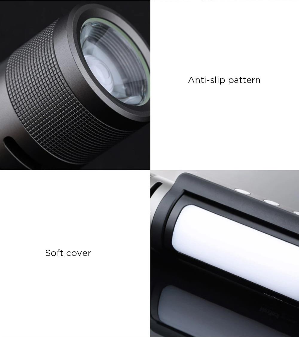 Nextool Outdoor Portable 6-in-1 LED Flashlight 1000 Lumens Lens Telescopic Focusing One-click Alert USB Charging IPX4 Waterproof From Xiaomi Youpin - Black