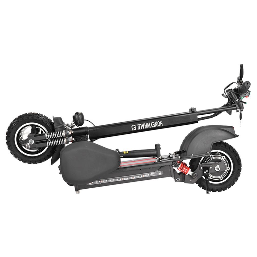 HONEY WHALE E5 Off-Road Electric Folding Scooter 48V 10Ah Battery 600W Motor 10 inch Tire 40km/h Max Speed 35-40km Mileage E-ABS Double Discs Brake Rear Light with Seat