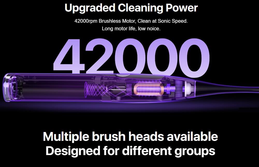 Xiaomi Oclean X Pro Global Version Smart Sonic Electric Adult Toothbrush IPX7 Waterproof Adjustable Strength Color Touch Screen USB Charging Holder 800mAh Lithium Battery APP Control - Purple
