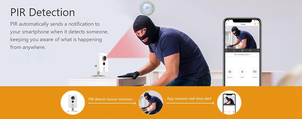 IPC-C22EP Dahua IMOU Cube 4MP IP Camera PIR Detection External Alarm Surveillance Two-way Talk Wi-Fi Connection Home Company Security Monitor - White