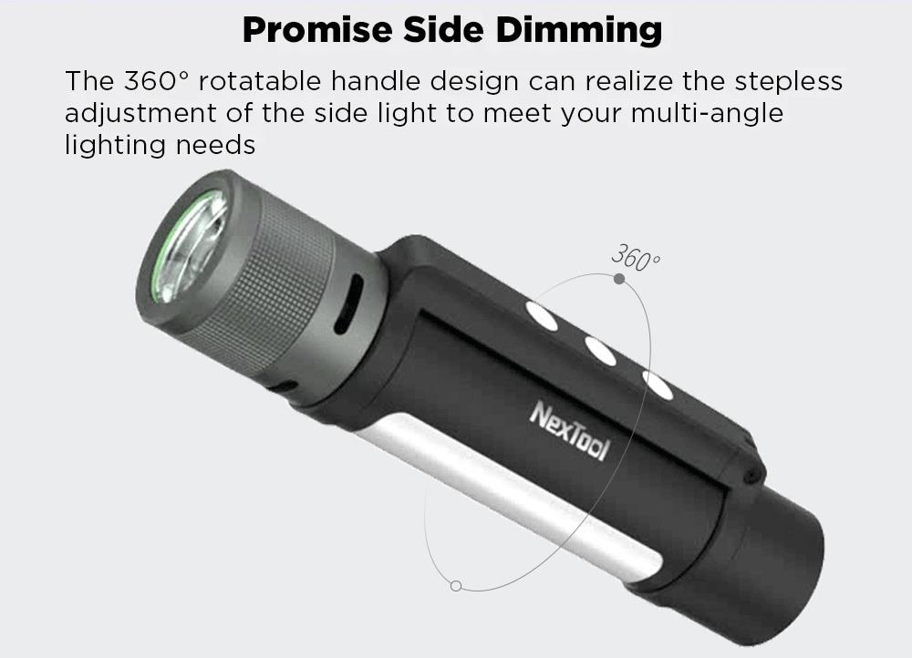 Nextool Outdoor Portable 6-in-1 LED Flashlight 1000 Lumens Lens Telescopic Focusing One-click Alert USB Charging IPX4 Waterproof From Xiaomi Youpin - Black