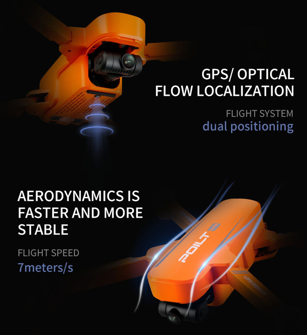 JJRC X17 6K 5G WIFI FPV GPS Brushless Foldable RC Drone with 2-axis Gimbal Dual Camera Optical Flow Positioning RTF - Orange One Battery