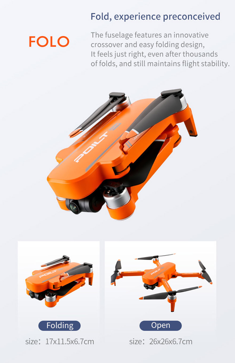 JJRC X17 6K 5G WIFI FPV GPS Brushless Foldable RC Drone with 2-axis Gimbal Dual Camera Optical Flow Positioning RTF - Orange One Battery