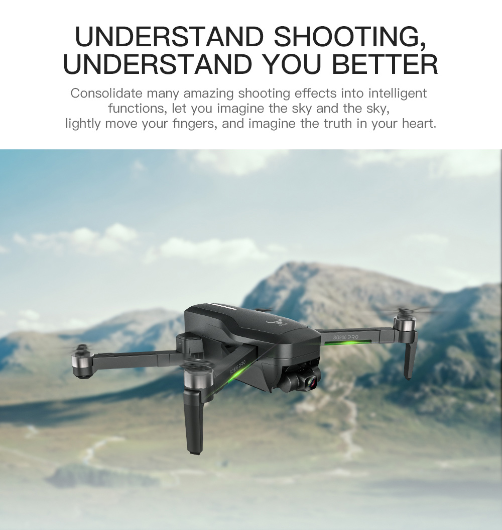ZLRC SG906 Pro 2 4K GPS 5G WIFI FPV With 3-Axis Gimbal Optical Flow Positioning Brushless RC Drone Black - One Battery with Bag