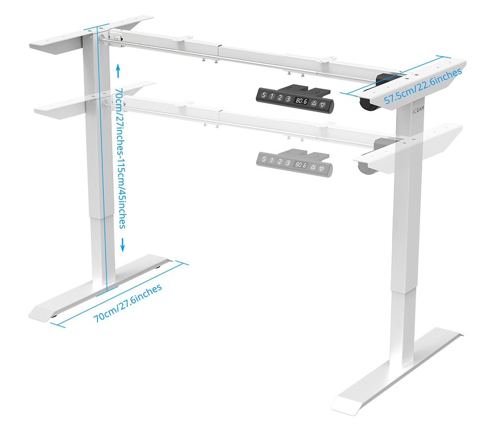Acgam Electric Stand Up Desk Frame Workstation, Ergonomic Standing Height Adjustable Base Black (Frame Only)