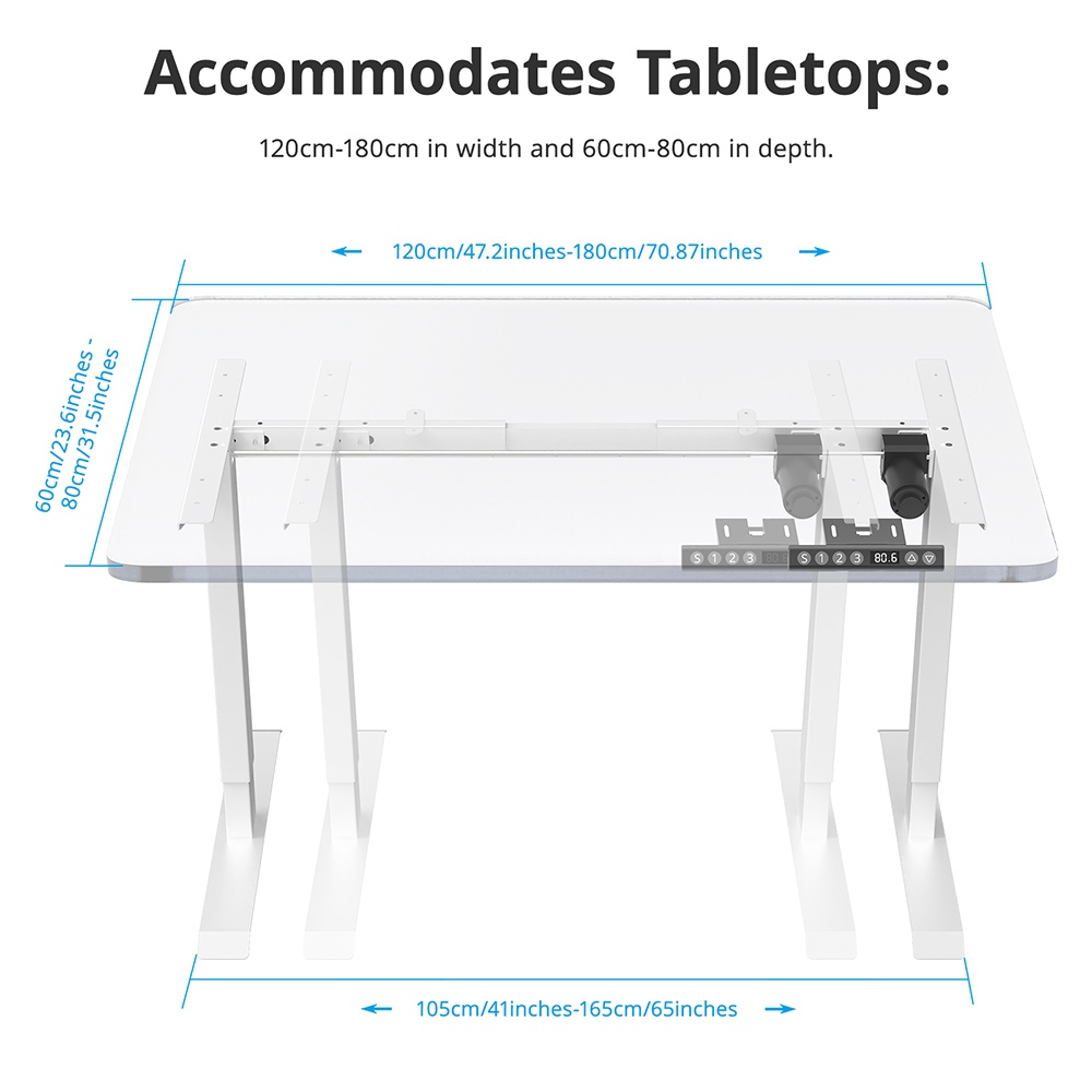 Acgam Electric Stand Up Desk Frame Workstation, Ergonomic Standing Height Adjustable Base White (Frame Only)