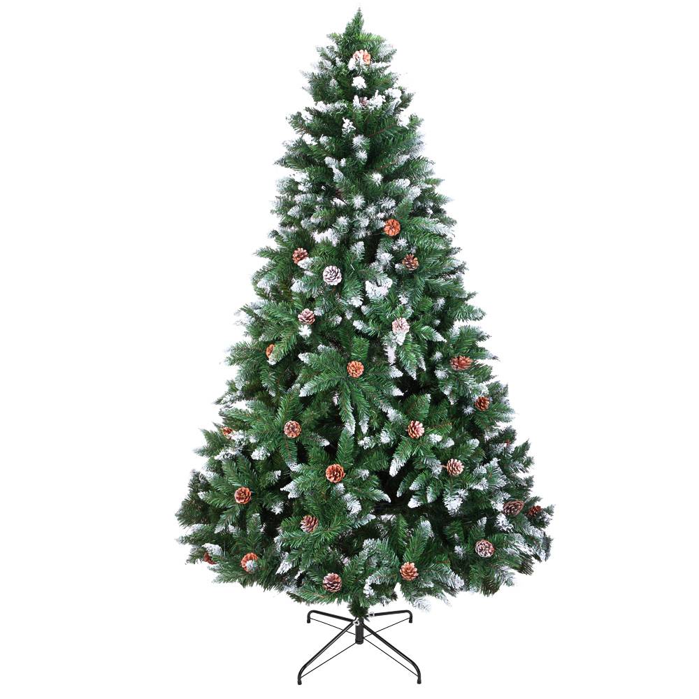 6FT Bionic Decoration Christmas Tree 920 Branches PVC Leaves Metal Frame With Pine Cones - Dark Green