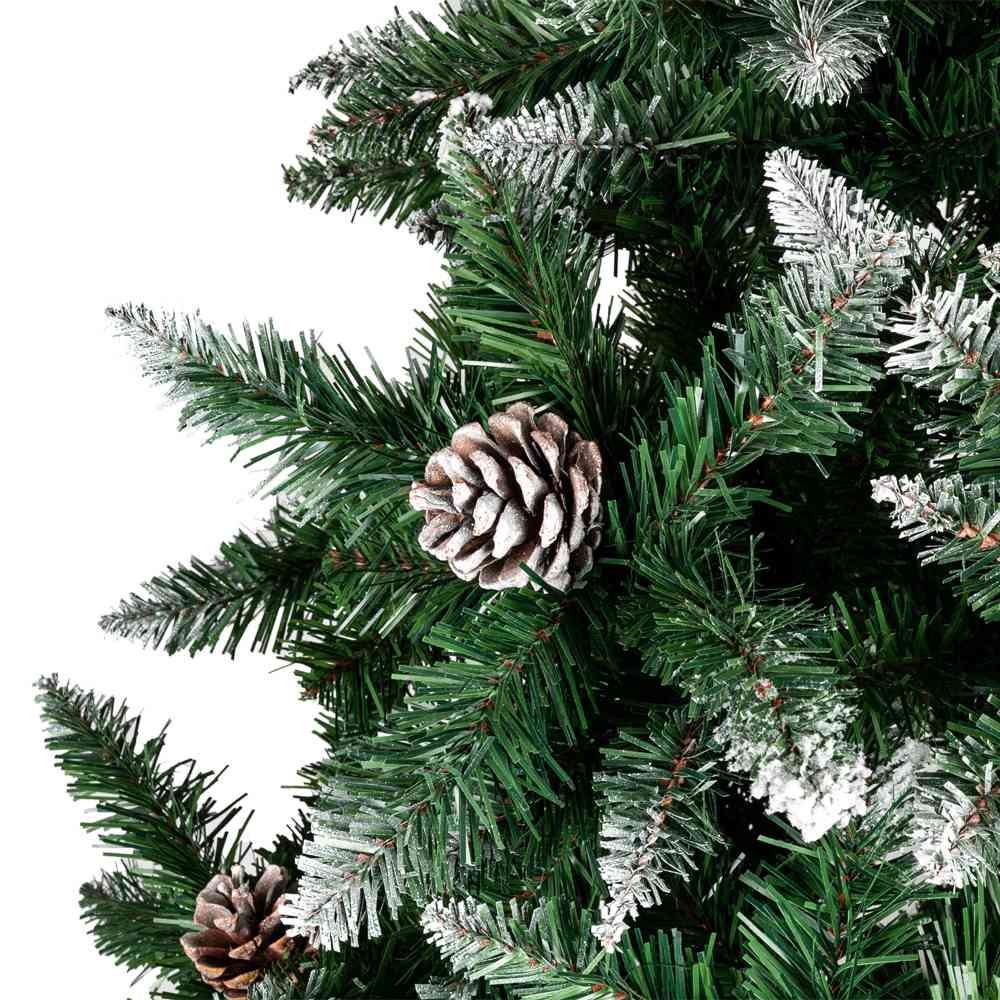 6FT Bionic Decoration Christmas Tree 920 Branches PVC Leaves Metal Frame With Pine Cones - Dark Green