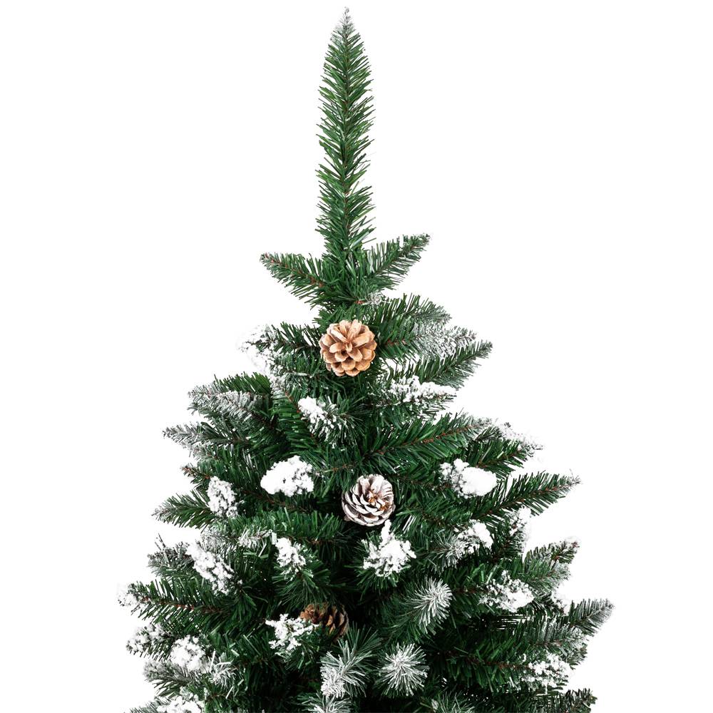 6FT Bionic Decoration Christmas Tree 920 Branches PVC Leaves Metal Frame With Pine Cones - Dark Green