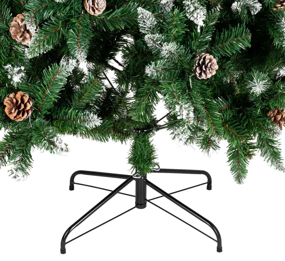 7-foot Bionic Decoration Christmas Tree 1350 Branches PVC Leaves Metal Frame With Pine Cones - Dark Green