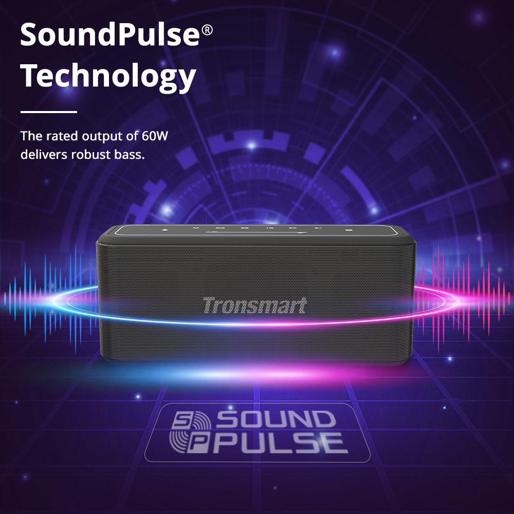 Tronsmart Element Mega Pro 60W Bluetooth 5.0 Loa SoundPulse IPX5 Hỗ trợ giọng nói NFC TWS Ghép nối