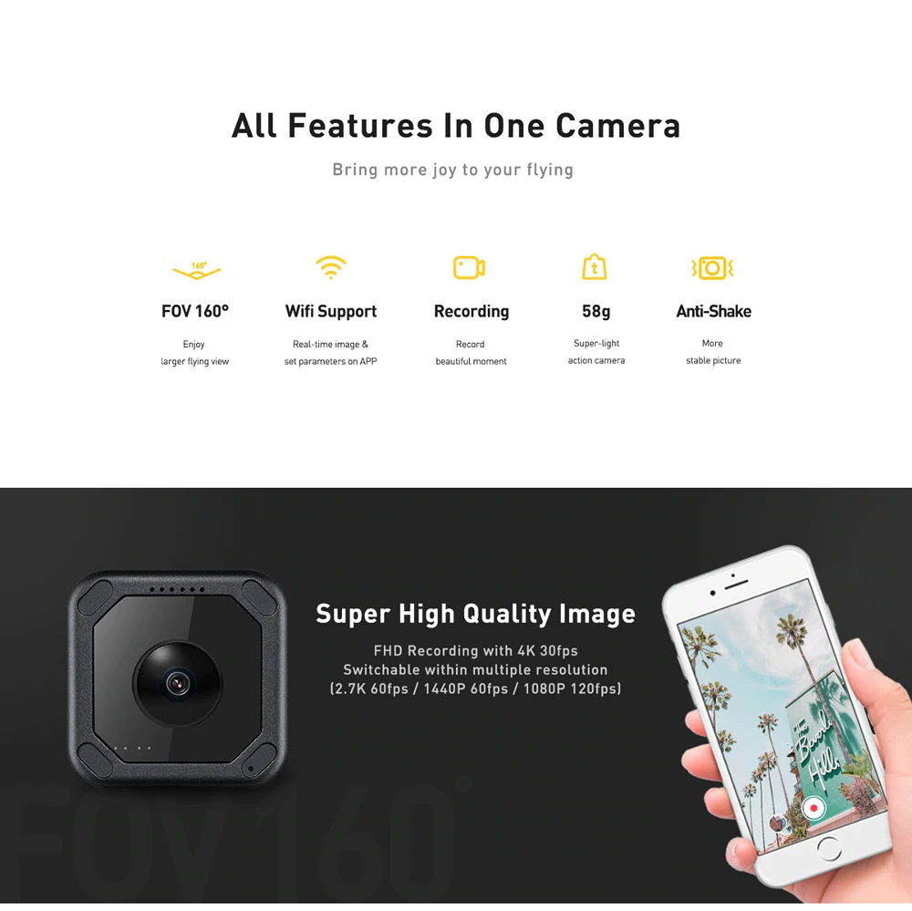 Caddx Orca 4K WIFI FOV 160 Degree Anti-Shake DVR FPV Action Camera For FPV Racing RC Drone