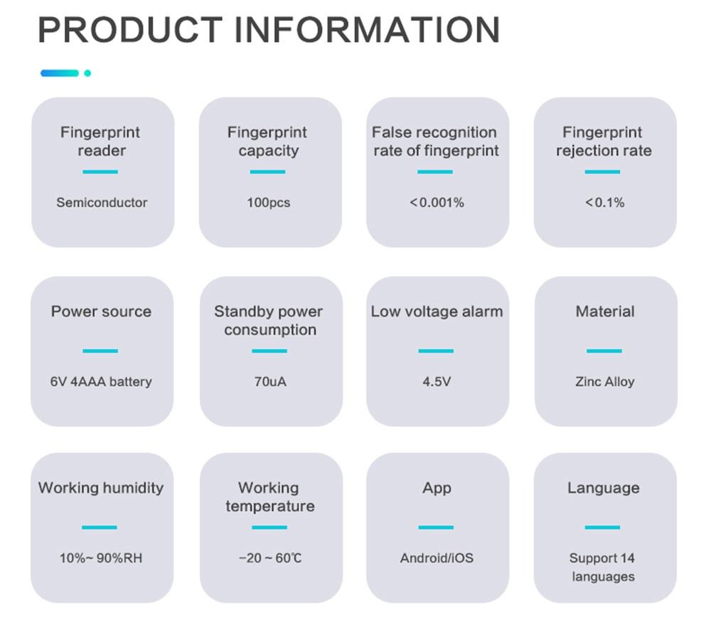 Exitec H03 Smart Fingerprint Key Lock with Biometric, Keyless Entry Mechanical Handle with Bluetooth, App Support, Multilingual, Left and Right, Compatible with 35-58mm thickness for Main Door Entrance, Master Room, Home, Hotel, Apartment, School