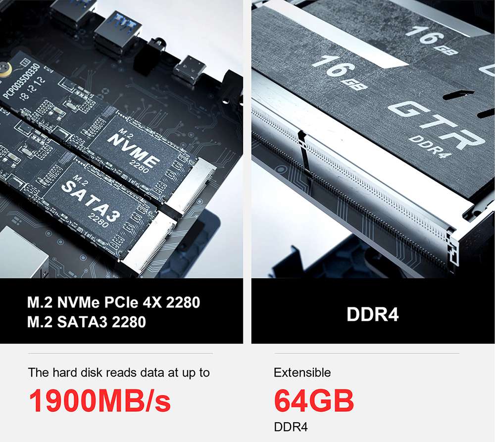 Beelink GT-R Pro MINI PC AMD Ryzen5 3550H Quad Core 8GB RAM 256GB SSD 1TB HDD WIFI6 Type-C same screen Game HI-FI