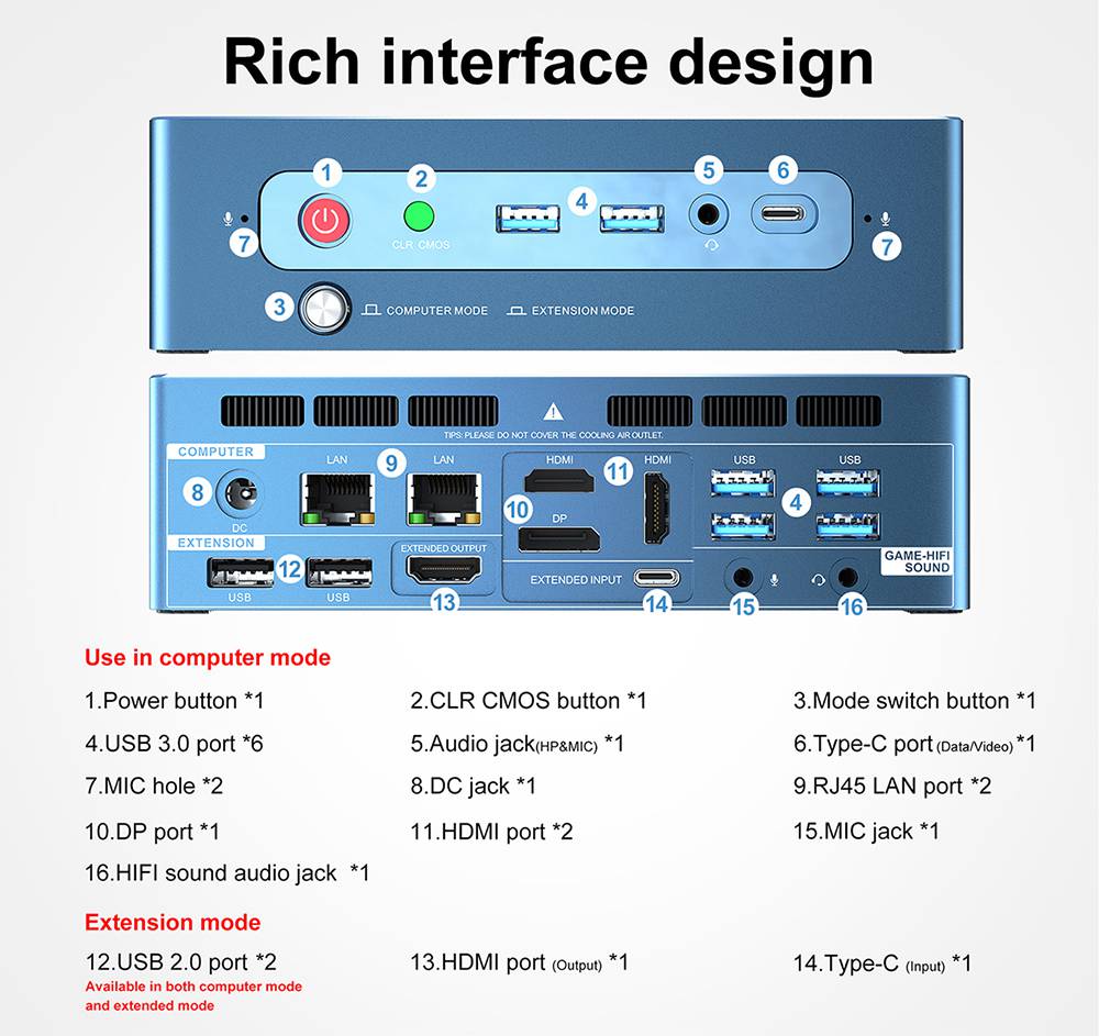 Beelink GT-R Pro Barebone MINI PC AMD Ryzen5 3550H Quad Core Radeon Vega 8 Graphics Wi-Fi CERTIFIED 6 802.11ax Bluetooth 5.1 HDMI*2 DP RJ45*2 Type-C Screen Mirroring