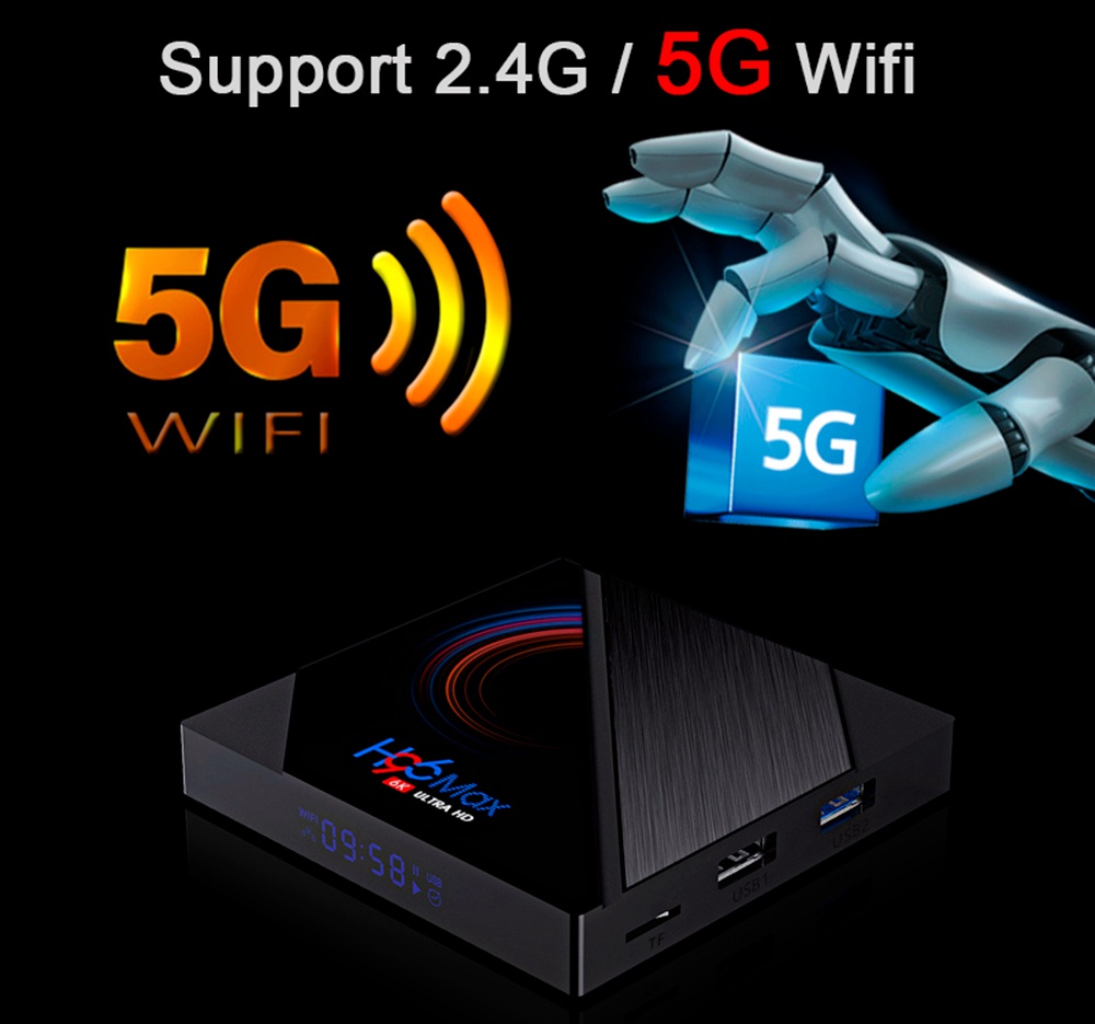 H96 MAX H616 4GB / 32GB אנדרואיד 10 TV Box אנדרואיד 10.0 Allwinner H616 2.4G + 5.8G WiFi 100Mbps LAN Bluetooth