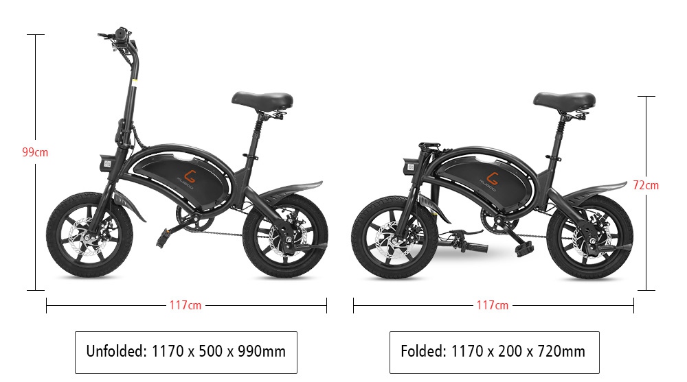 KUGOO Kirin B2 Opvouwbare bromfiets Elektrische fiets E-scooter met pedalen 400W Borstelloze motor Max.Snelheid 45 km / u 7.5AH Lithiumbatterij Schijfrem 14 Inch luchtbanden Smart App Control - Zwart