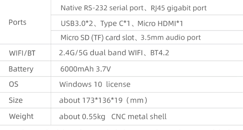 One Netbook A1 360 Degree 2 in 1 Pocket Laptop Intel M3-8100Y 7 "Touch Screen 2560 * 1200 IPS 16GB RAM 512GB PCIe SSD RS232 Port Gigabit RJ45 Windows 10 Fingerprint - Black