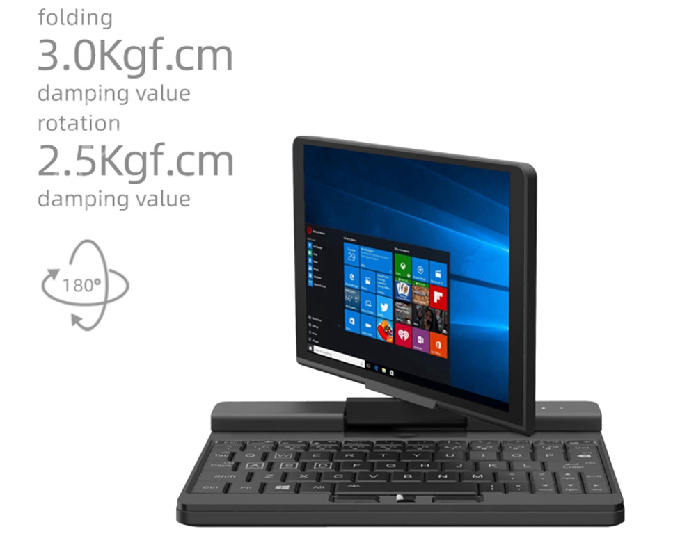 One Netbook  A1 360 Degree 2 in 1 Pocket Laptop Intel M3-8100Y  7" Touch Screen 2560*1200 IPS 8GB RAM 256GB PCIe SSD RS232 Port Gigabit RJ45 Windows 10 Fingerprint- Black