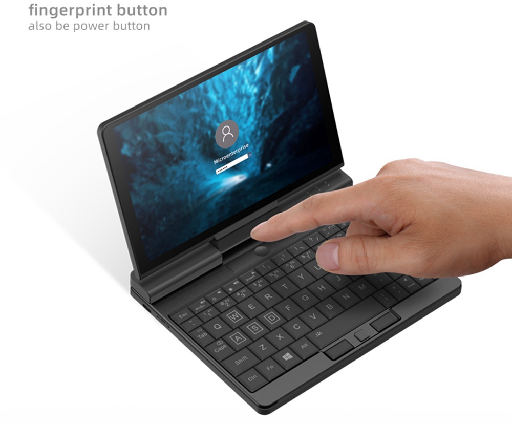 One Netbook  A1 360 Degree 2 in 1 Pocket Laptop Intel M3-8100Y  7" Touch Screen 2560*1200 IPS 8GB RAM 256GB PCIe SSD RS232 Port Gigabit RJ45 Windows 10 Fingerprint- Black