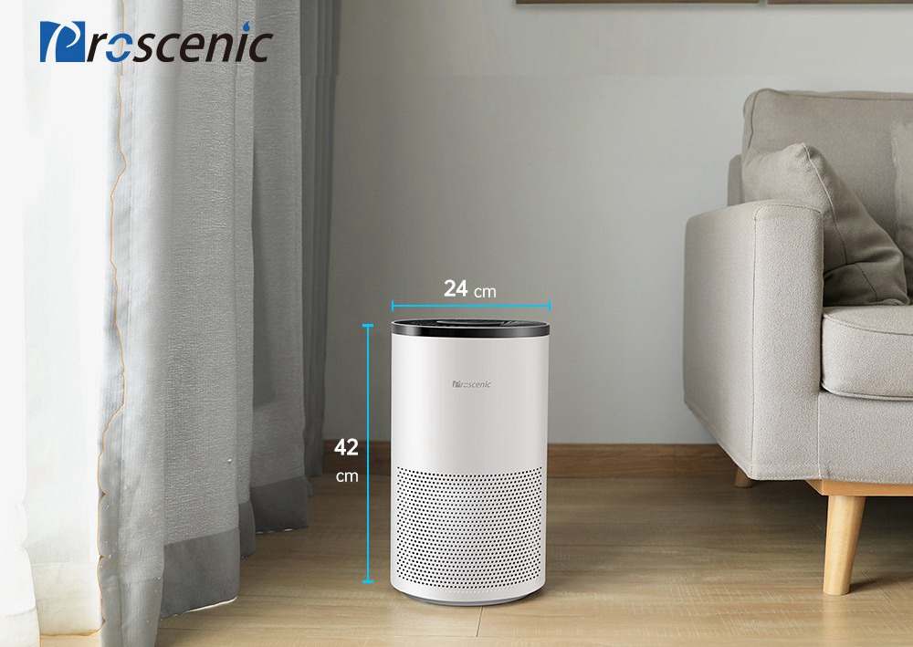 Proscenic A8 Smart Air Purifier 4-stage Filtration System Cleaning Efficiency 99.97% APP Alexa Google Voice Control Built-in Air Quality Sensor With Timer - White