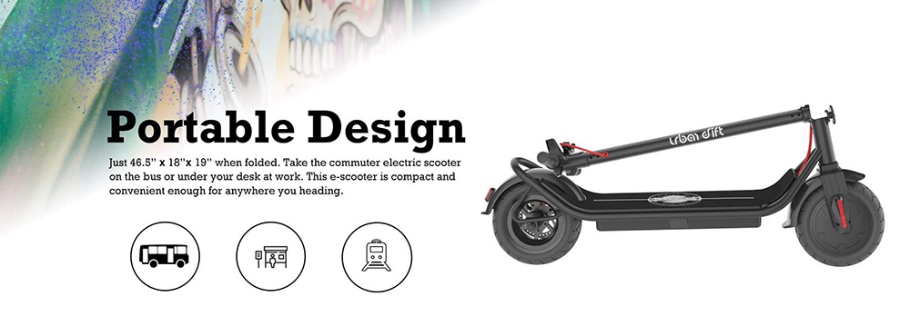 Urban Drift S006 10 Inch Electric Scooter 10Ah Aluminium Alloy Body 350W Motor Rear Disk Brake 25km/h - Black