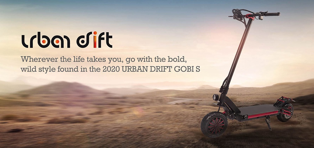 Urban Drift Gobi S Off Road Electric Scooter 800W*2 Dual Motor 52V 20AH Battery Max 60KM/H Dual Suspension 10 Inch Fat Tire with Hydraulic Disc Brake - Black