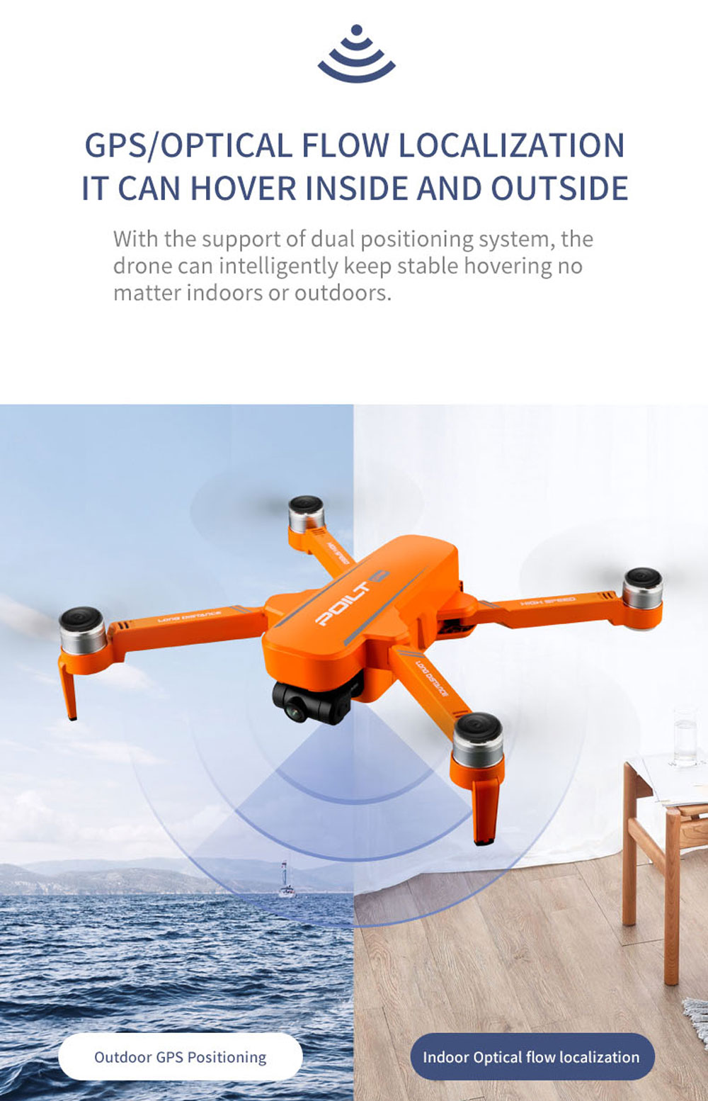 JJRC X17 6K 5G WIFI FPV GPS Brushless Foldable RC Drone with 2-axis Gimbal Dual Camera Optical Flow Positioning RTF - Orange One Battery