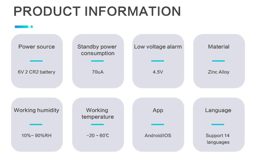 Exitec H02 Intelligent Electronic Combination Lock Smart keyless Anti-theft Door Lock iOS Android Bluetooth APP Remote Control - Silver