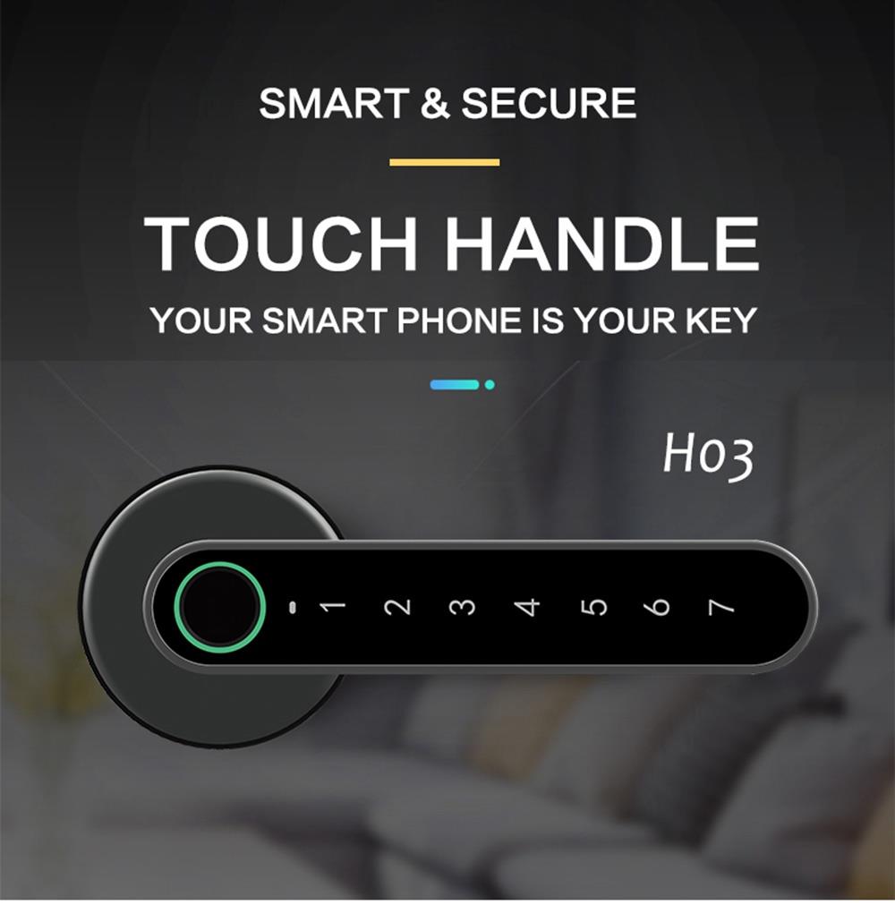 Exitec H03 Smart Fingerprint Key Lock with Biometric, Keyless Entry Mechanical Handle with Bluetooth, App Support, Multilingual, Left and Right, Compatible with 35-58mm thickness for Main Door Entrance, Master Room, Home, Hotel, Apartment, School