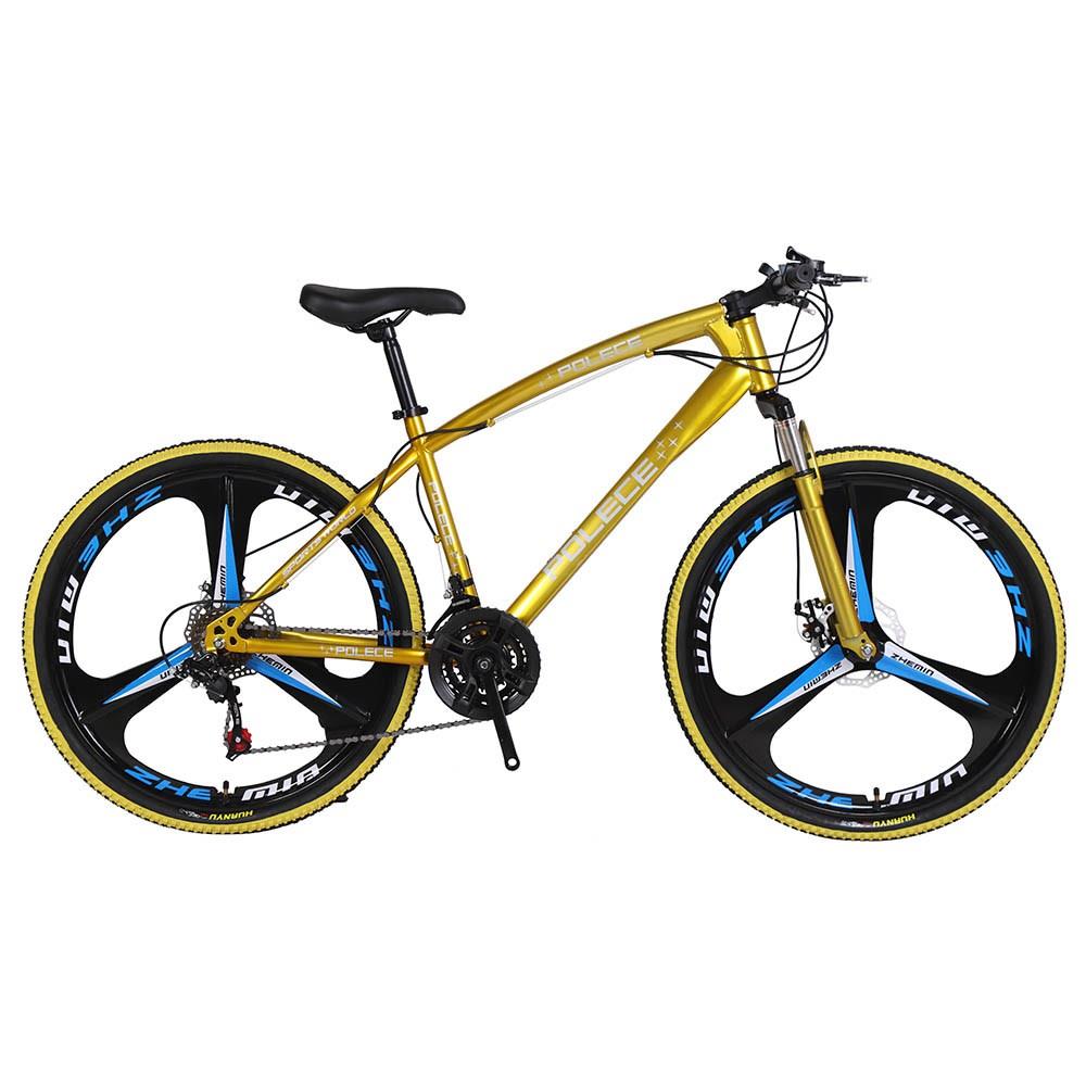 POLECE Python Shaped Mountain Bike 26 Inch Double Disc Brake Aluminum Alloy 21 Speed Gears -Yellow