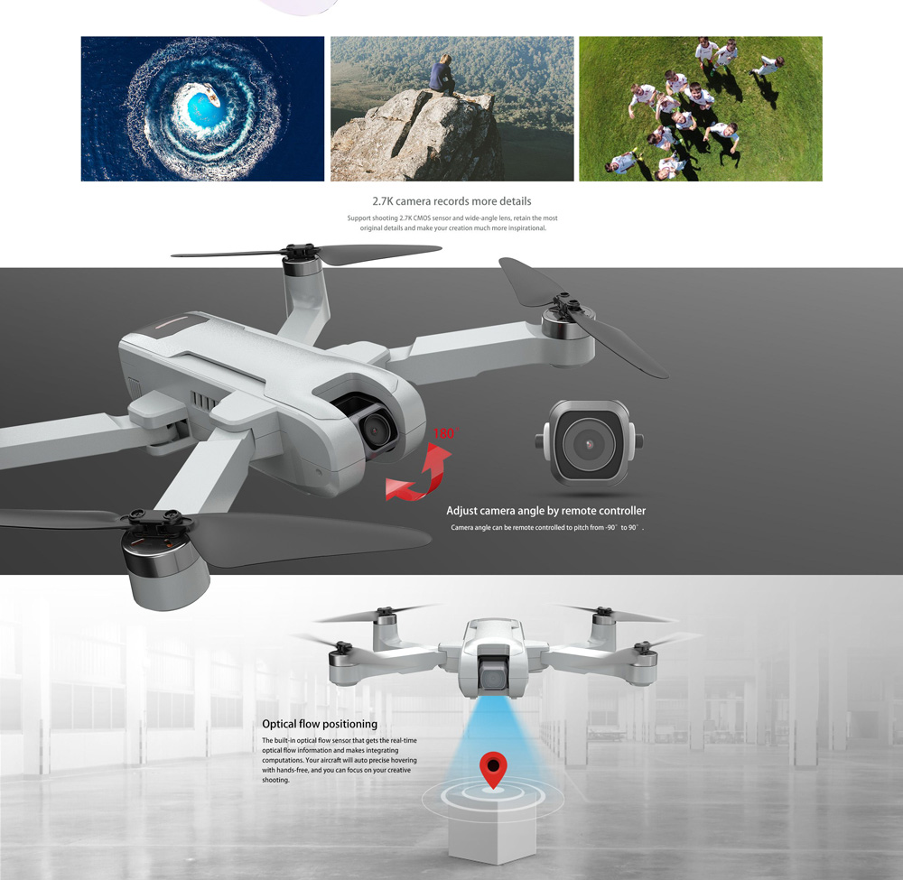 MJX V6 2.7K GPS 5G WIFI FPV Foldable Brushless RC Drone Optical Flow Positioning RTF - One Battery