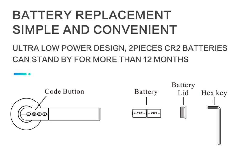 Exitec H02 Intelligent Electronic Combination Lock Smart keyless Anti-theft Door Lock iOS Android Bluetooth APP Remote Control - Silver