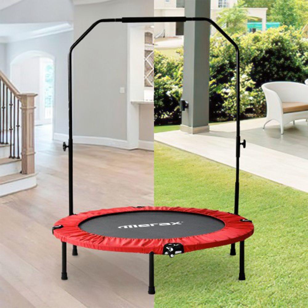 Merax 40 Inch Foldable Fitness Rebounder Mini Trampoline with Adjustable Foam Grip Home Exercise Trampoline - Red