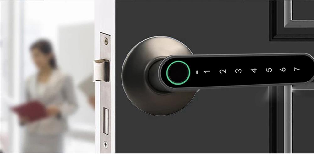 Exitec H03 Smart Fingerprint Key Lock with Biometric, Keyless Entry Mechanical Handle with Bluetooth, App Support, Multilingual, Left and Right, Compatible with 35-58mm thickness for Main Door Entrance, Master Room, Home, Hotel, Apartment, School