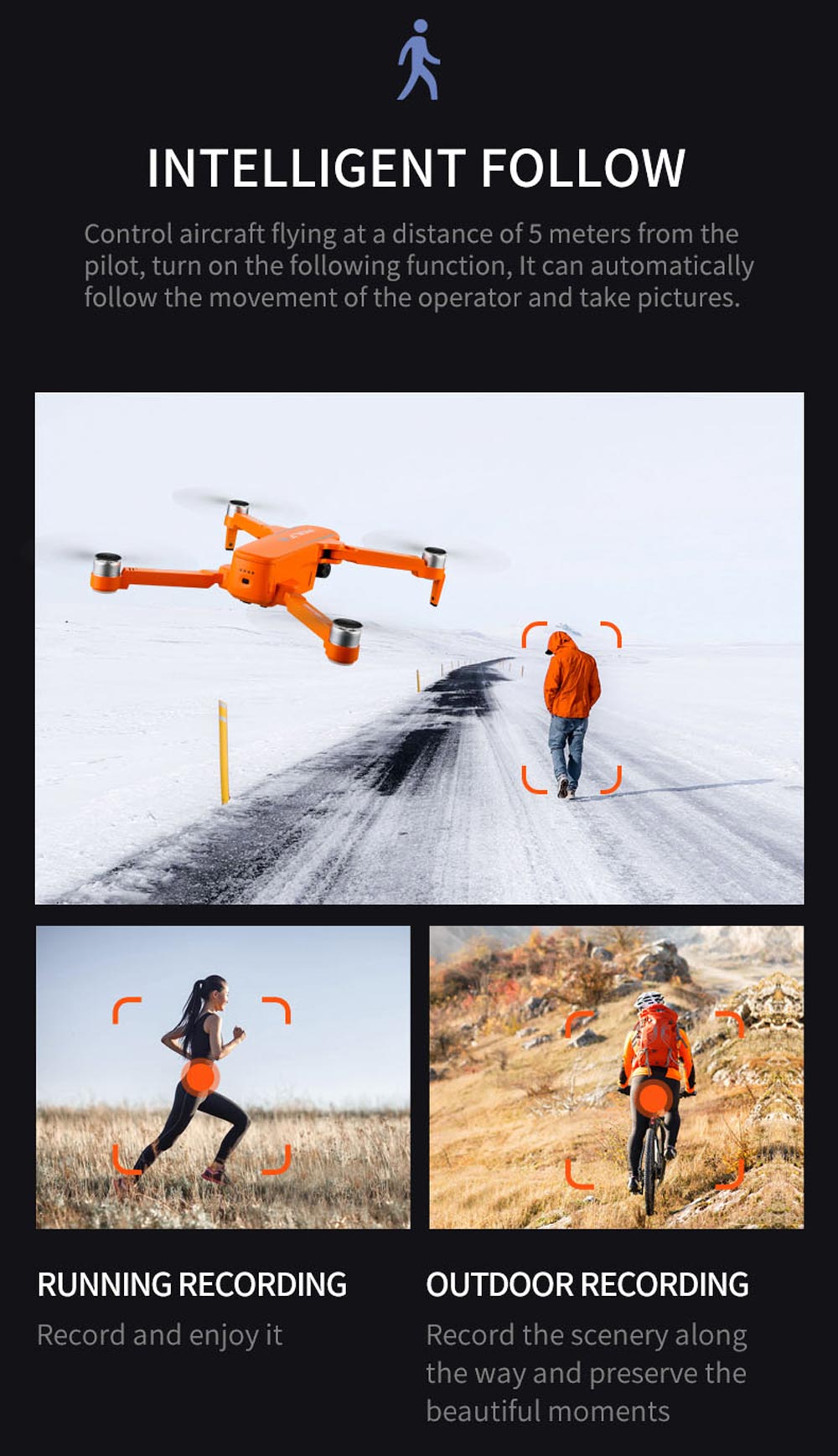 JJRC X17 6K 5G WIFI FPV GPS Brushless Foldable RC Drone with 2-axis Gimbal Dual Camera Optical Flow Positioning RTF - Orange One Battery