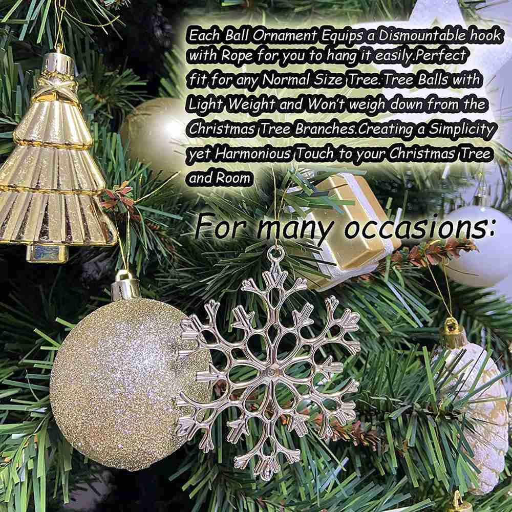 88 Pieces Shatterproof New Year Christmas Family Wedding Party Decoration Balls - Gold