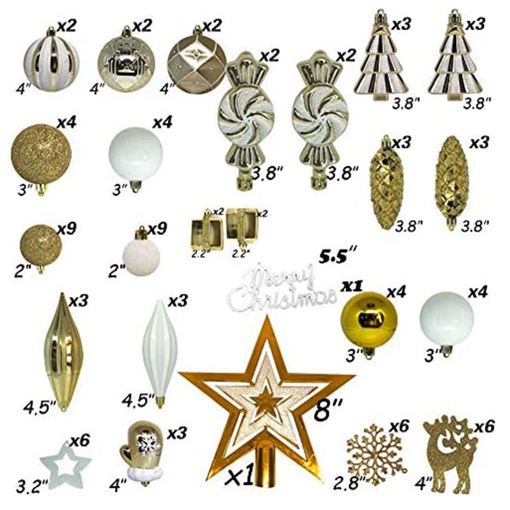 88 Pieces Shatterproof New Year Christmas Family Wedding Party Decoration Balls - Gold