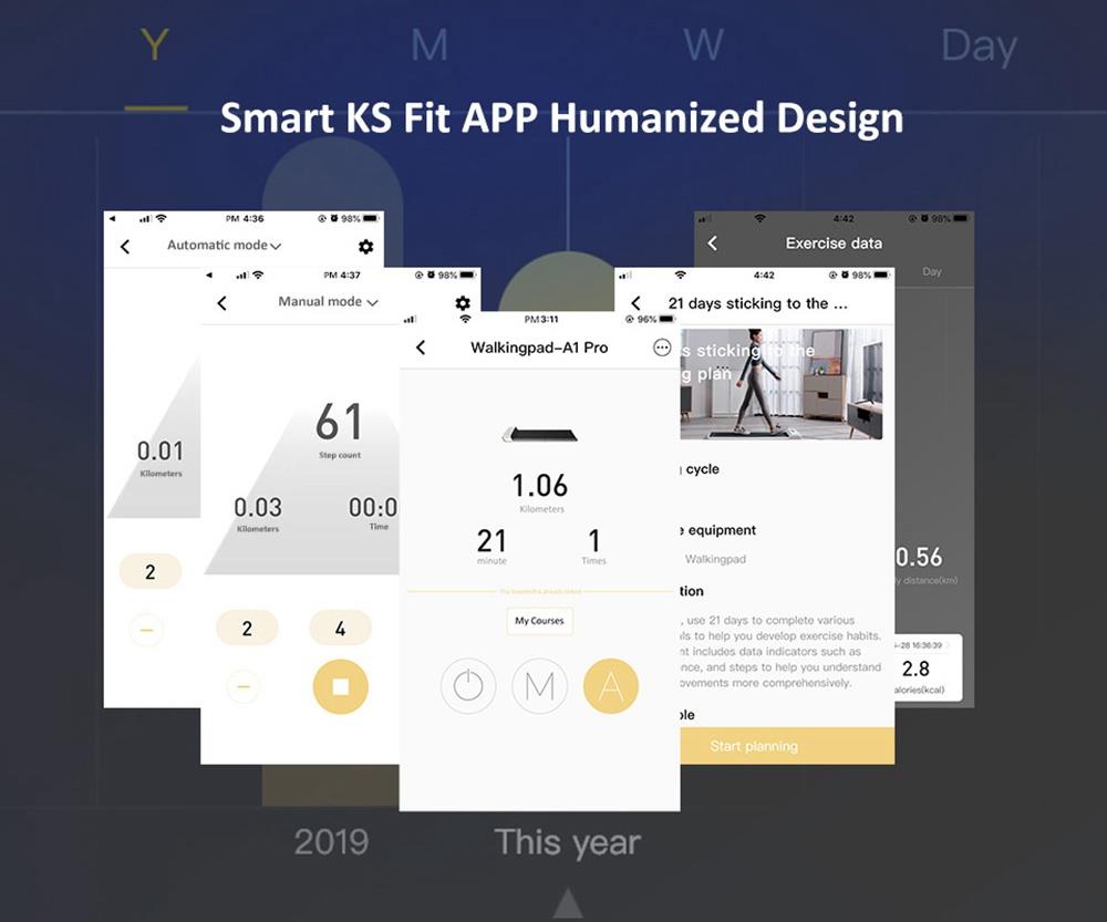 WalkingPad A1 Pro Walking Pad Smart Treadmill + ACGAM Electric Height Adjustable Desk Frame White