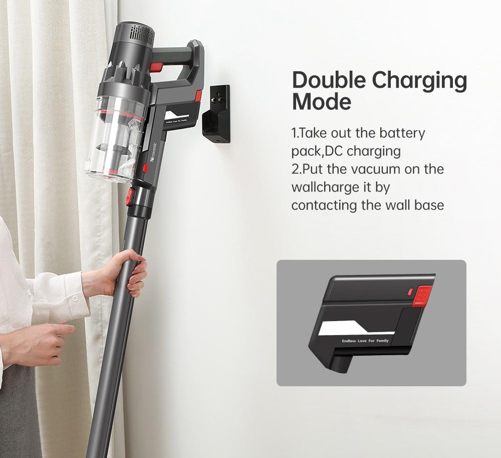 Proscenic P11 Handheld Cordless Vacuum Cleaner 2 in 1 Vacuuming Mopping 25KPa Suction Removable Water Tank 50min Running Time Touch Screen Rechargeable Wall Bracket - Gray